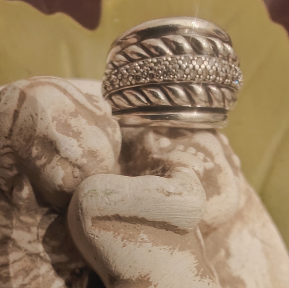 David Yurman Thoroughbred Cable Diamond Band Ring - Picture 1 of 10